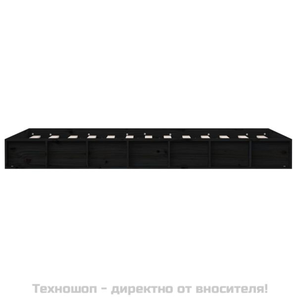 рамка за легло черно 135x190 см Double масивно дърво
