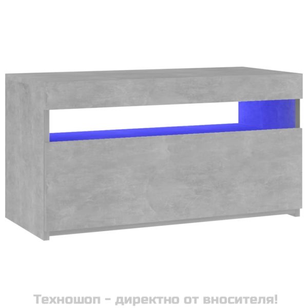 ТВ шкаф с LED осветление, бетонно сив, 75x35x40 см