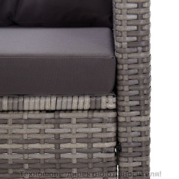 2-местен градински диван с възглавници сив 124 см полиратан