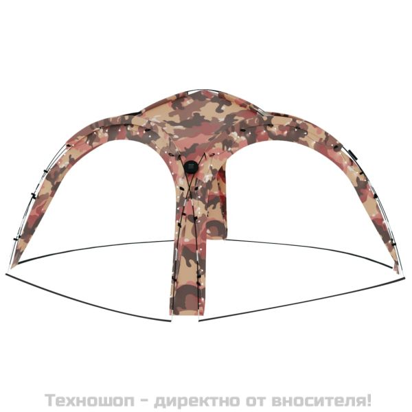 Парти шатра с LED и 4 стени, 3,6x3,6x2,3 м, камуфлаж