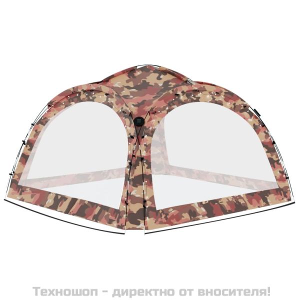 Парти шатра с LED и 4 стени, 3,6x3,6x2,3 м, камуфлаж