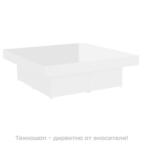Маса за кафе, бял гланц, 90x90x28 см, инженерно дърво
