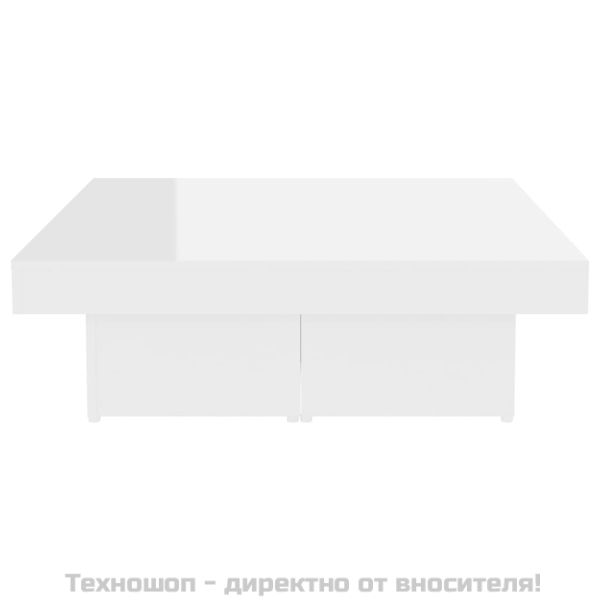 Маса за кафе, бял гланц, 90x90x28 см, инженерно дърво
