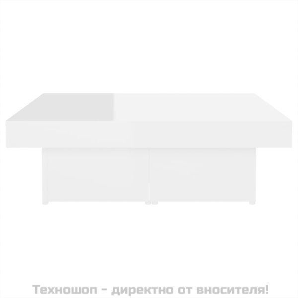 Маса за кафе, бял гланц, 90x90x28 см, инженерно дърво