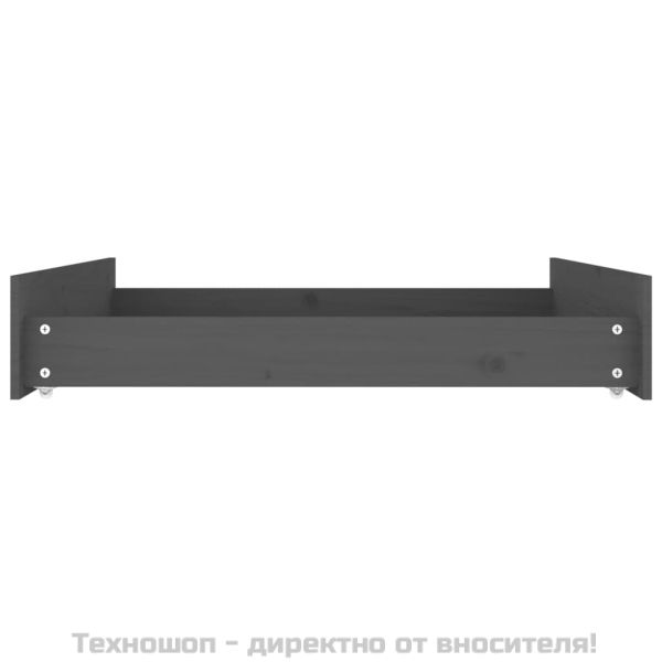 Чекмеджета за легло, 2 бр, Сиво, бор масив