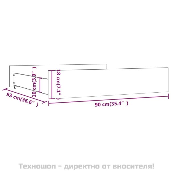 Чекмеджета за легло, 2 бр, Сиво, бор масив