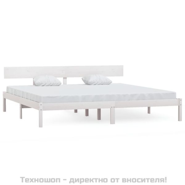 Рамка за легло, бяла, бор масив, 180x200 cм, Super King