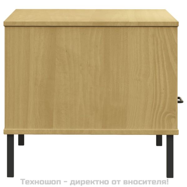 Кафе маса с метални крака кафява 85x50x45 см масивно дърво OSLO