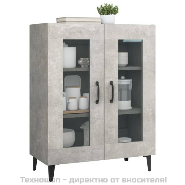 Сайдборд, бетонно сив, 69,5x34x90 см, инженерно дърво