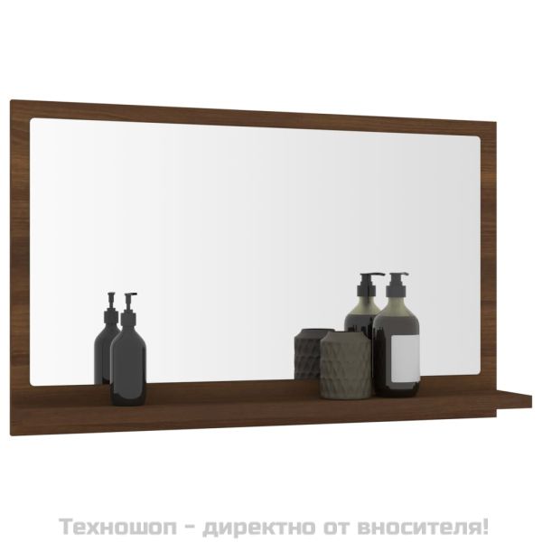 Огледало за баня, кафяв дъб, 60x10,5x37 см, инженерно дърво