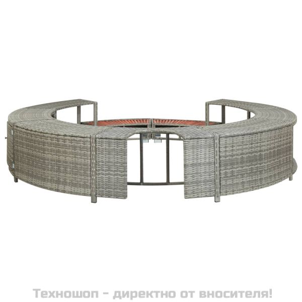 Ограждение за джакузи, сиво, полиратан