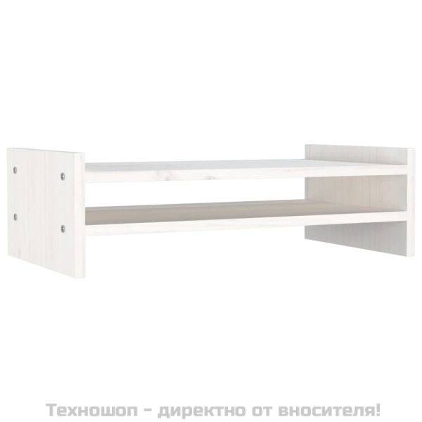 Поставка за монитор, бяла, 50x27x15 см, бор масив