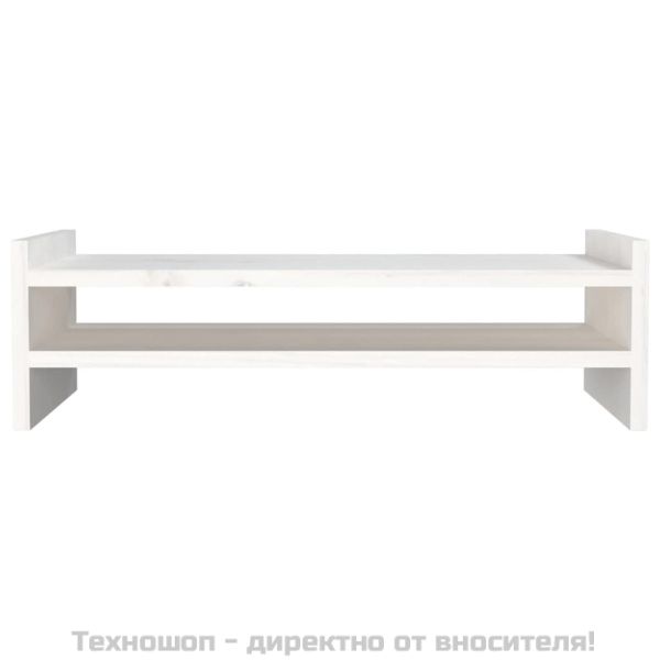 Поставка за монитор, бяла, 50x27x15 см, бор масив