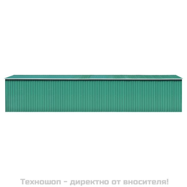 Градинска барака, зелена, 257x990x181 см, поцинкована стомана