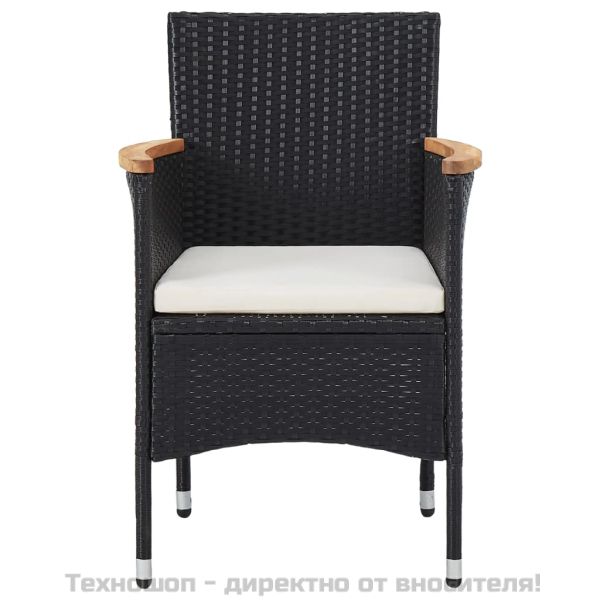 Градински трапезни столове, 2 бр, полиратан, черни