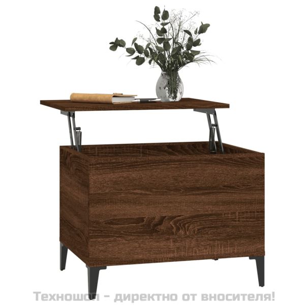 Кафе маса, кафяв дъб, 60x44,5x45 см, инженерно дърво