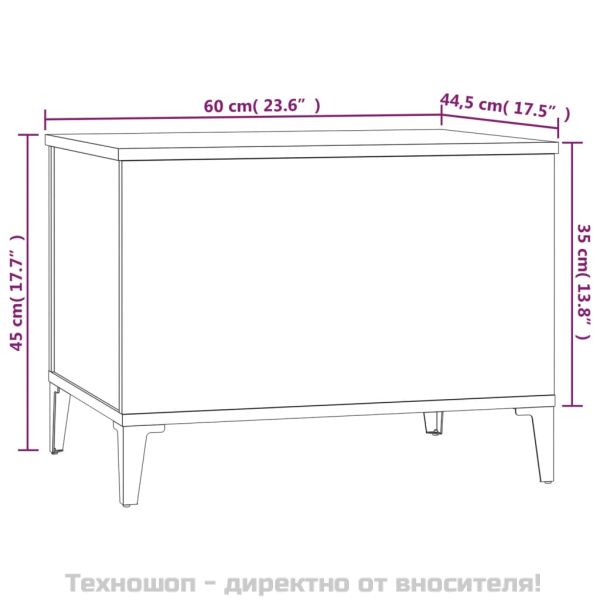 Кафе маса, кафяв дъб, 60x44,5x45 см, инженерно дърво