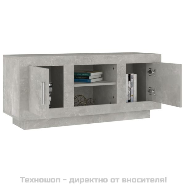 ТВ шкаф, бетонно сиво, 102x35x45 см, инженерно дърво
