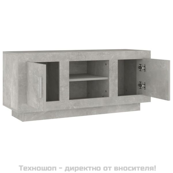 ТВ шкаф, бетонно сиво, 102x35x45 см, инженерно дърво