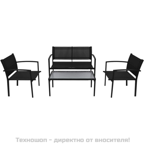 Градински комплект, 4 части, Textilene, черен