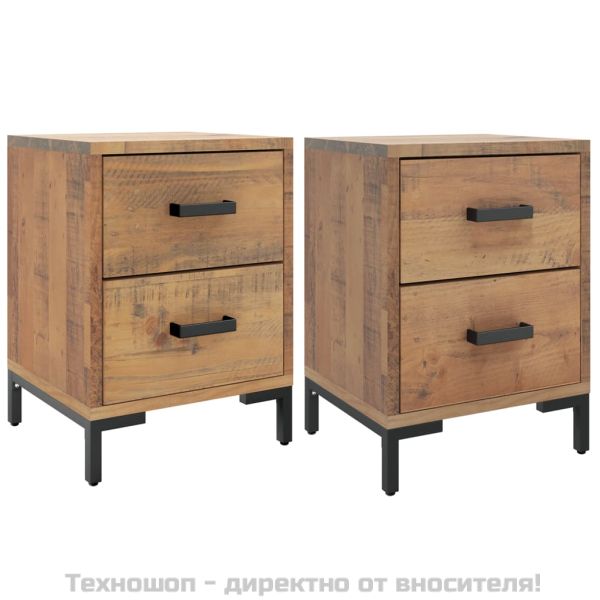 Нощни шкафчета, 2 бр, 36x30x45 см, борово дърво масив