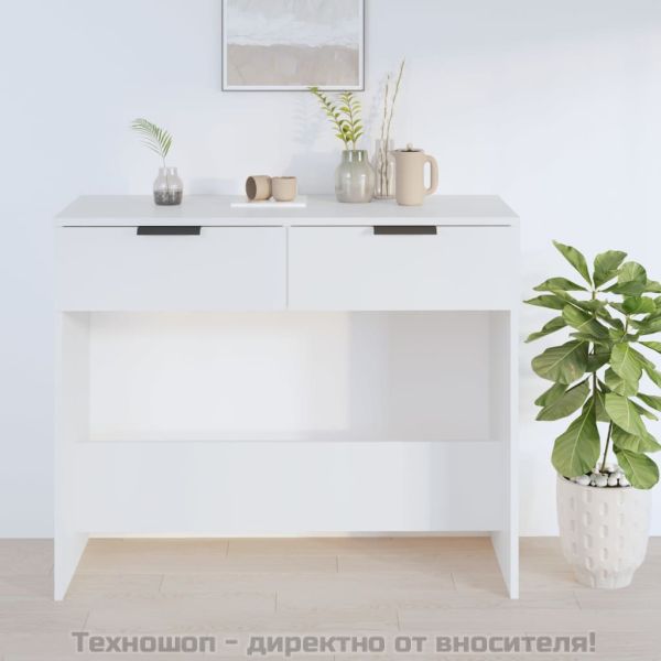 Конзолна маса, бяла, 90x36x75 см, инженерно дърво