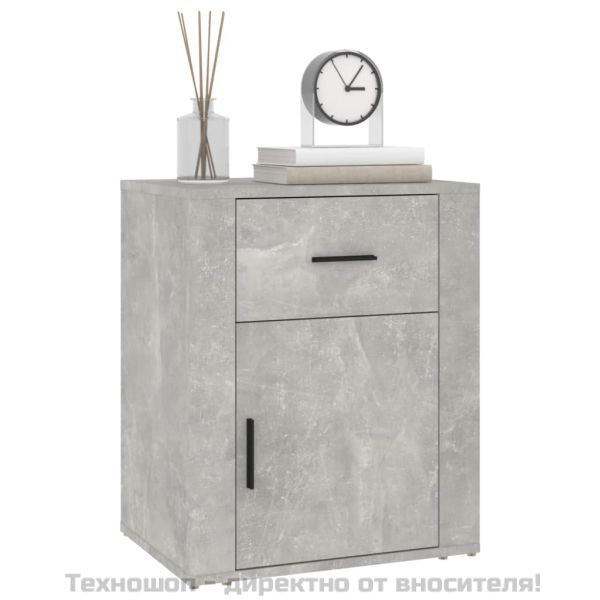 Нощно шкафче, сиво, 50x36x60 см, инженерно дърво