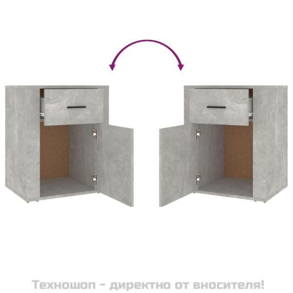 Нощно шкафче, сиво, 50x36x60 см, инженерно дърво