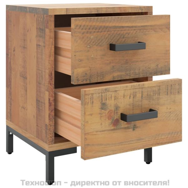 Нощно шкафче, кафяво, 36x30x45 см, бор масив