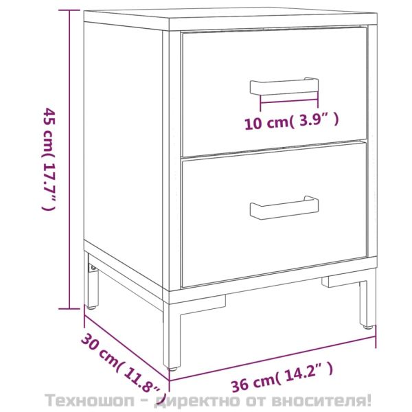 Нощно шкафче, кафяво, 36x30x45 см, бор масив