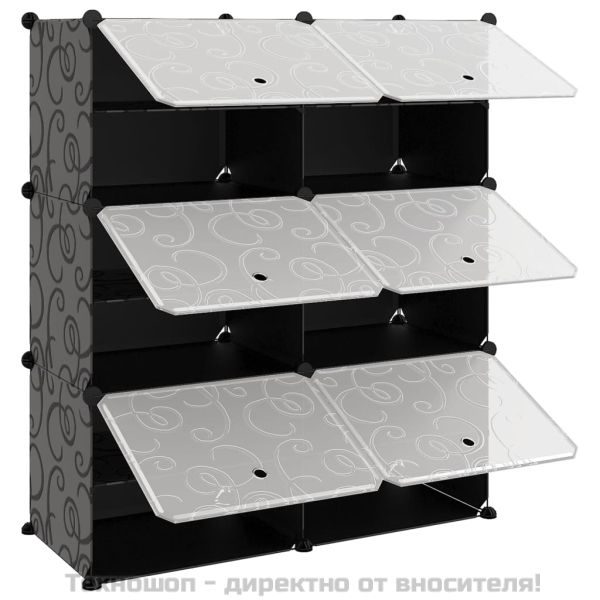 Етажерка за обувки, черна, 84,5x31x93,5 см, PP