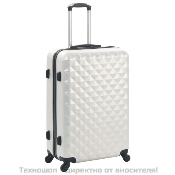 Комплект твърди куфари с колелца, 3 бр, светлосребристи, ABS