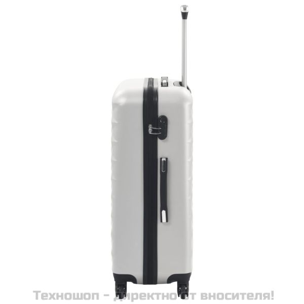 Комплект твърди куфари с колелца, 3 бр, светлосребристи, ABS