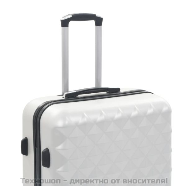 Комплект твърди куфари с колелца, 3 бр, светлосребристи, ABS