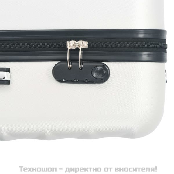 Комплект твърди куфари с колелца, 3 бр, светлосребристи, ABS