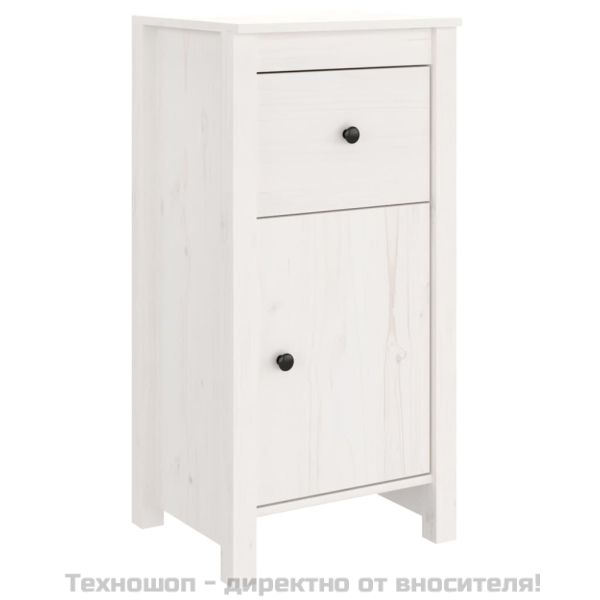 Сайдборд, бял, 40x35x80 см, бор масив
