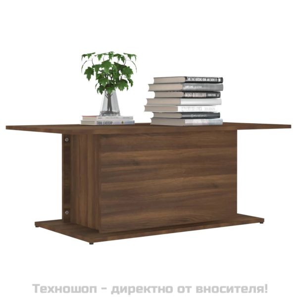 Кафе маса, кафяв дъб, 102x55,5x40 см, инженерно дърво