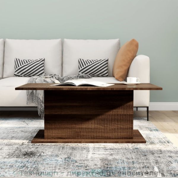 Кафе маса, кафяв дъб, 102x55,5x40 см, инженерно дърво