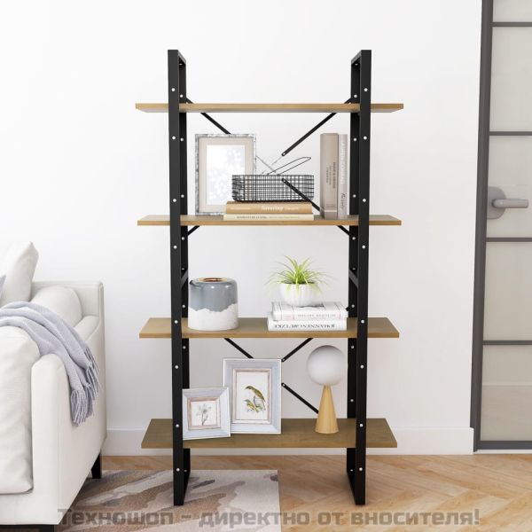 4-етажна библиотека, 80x30x140 см, борово дърво масив