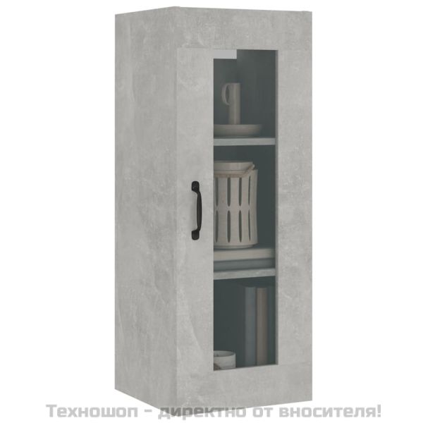 Окачен стенен шкаф, Бетонно сиво, 34,5x34x90 см