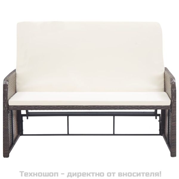 Градински комплект с възглавници, 2 части, кафяв полиратан