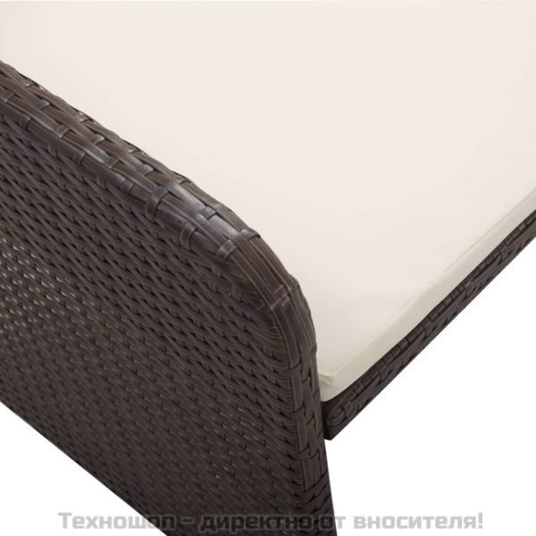 Градински комплект с възглавници, 2 части, кафяв полиратан