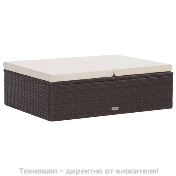 Градински комплект с възглавници, 2 части, кафяв полиратан