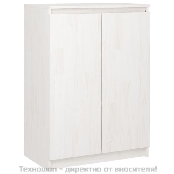 Сайдборд, бял, 60x36x84 см, борово дърво масив