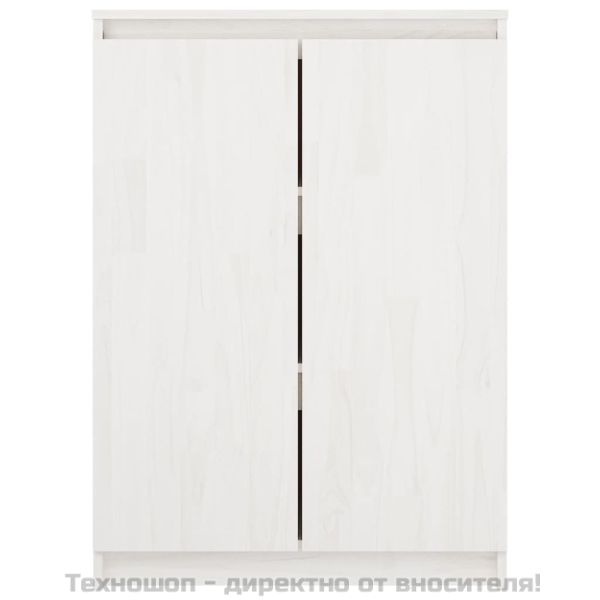 Сайдборд, бял, 60x36x84 см, борово дърво масив