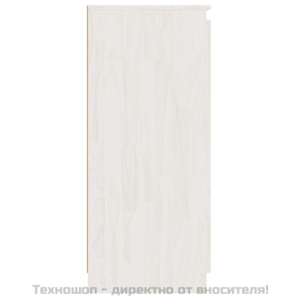Сайдборд, бял, 60x36x84 см, борово дърво масив