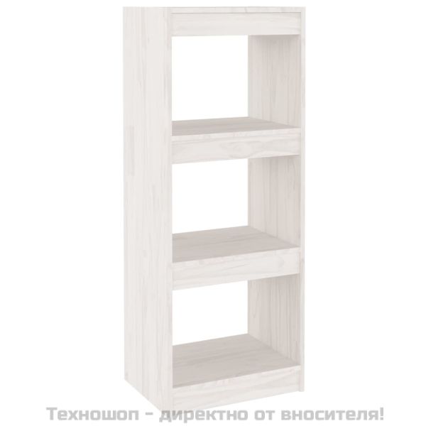 Библиотека/разделител за стая, бяла, 40x30x103,5 см, бор масив