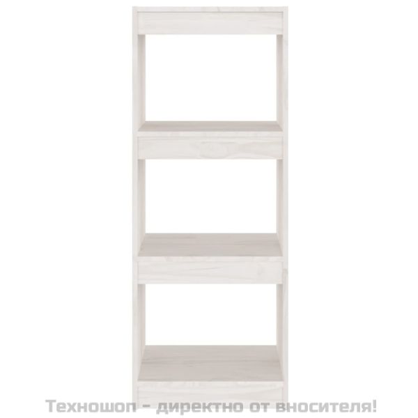 Библиотека/разделител за стая, бяла, 40x30x103,5 см, бор масив