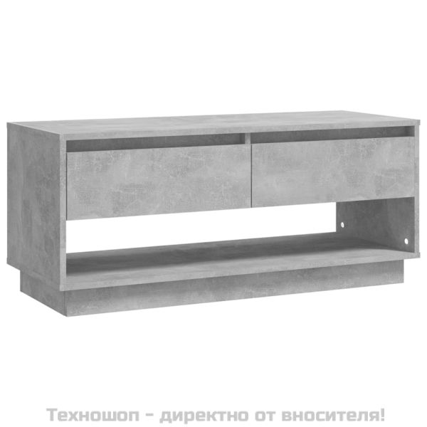 ТВ шкаф, бетонно сиво, 102x41x44 см, инженерно дърво