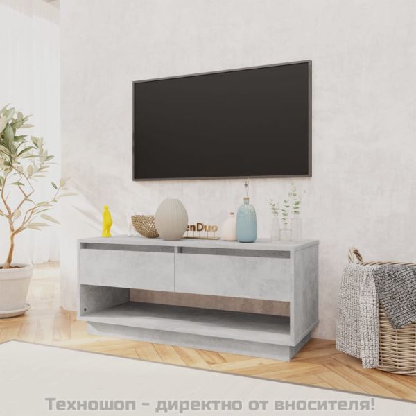 ТВ шкаф, бетонно сиво, 102x41x44 см, инженерно дърво